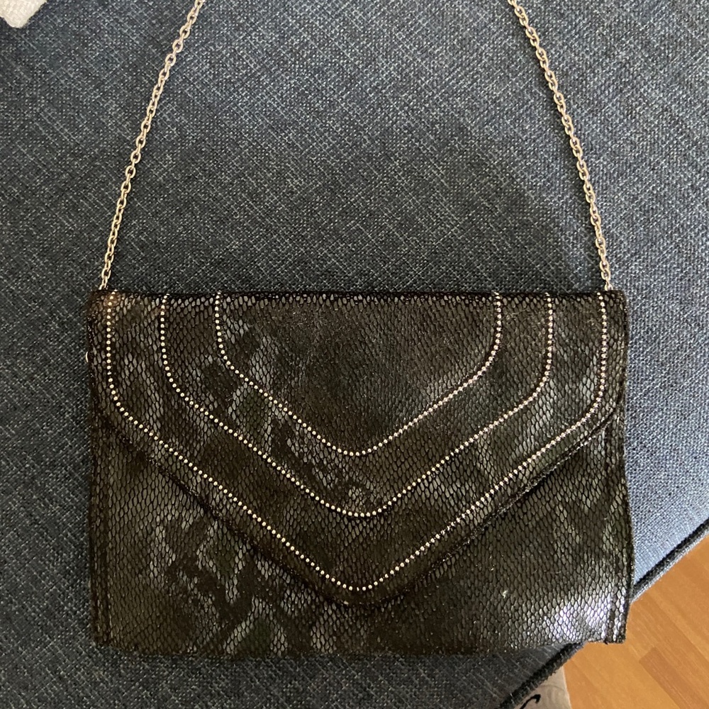 Black snake print shoulder bag